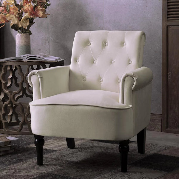 White Button Tufted Armchair
