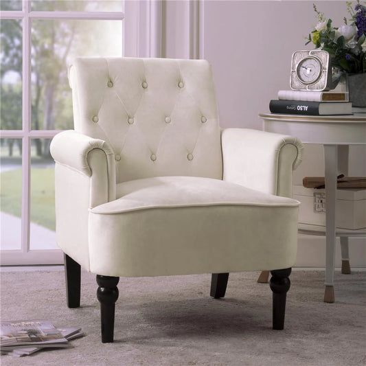 White Button Tufted Armchair